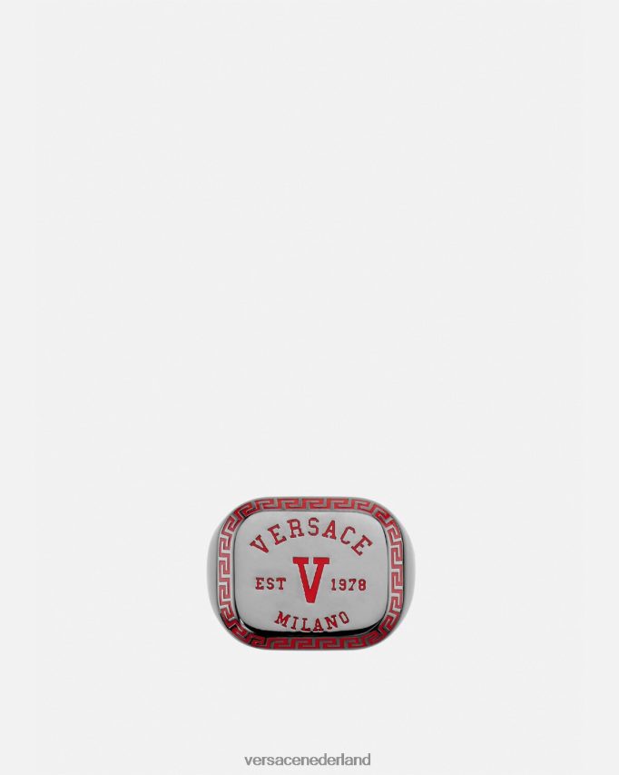 Versace Varsity-logoring Heren metaalachtig en rood accessoires J2T4F41698