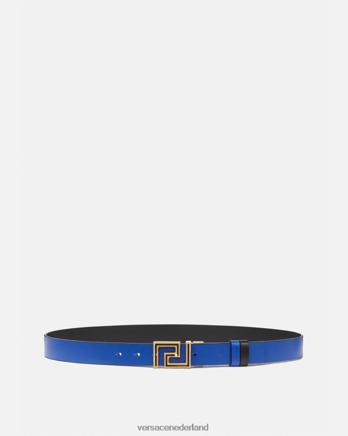 Versace Greca omkeerbare leren riem Heren blauw accessoires J2T4F41626