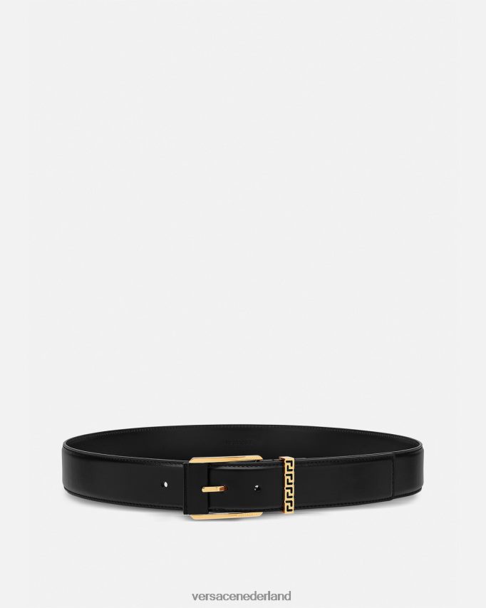 Versace Leren riem met Greca-accent Heren zwart accessoires J2T4F41615