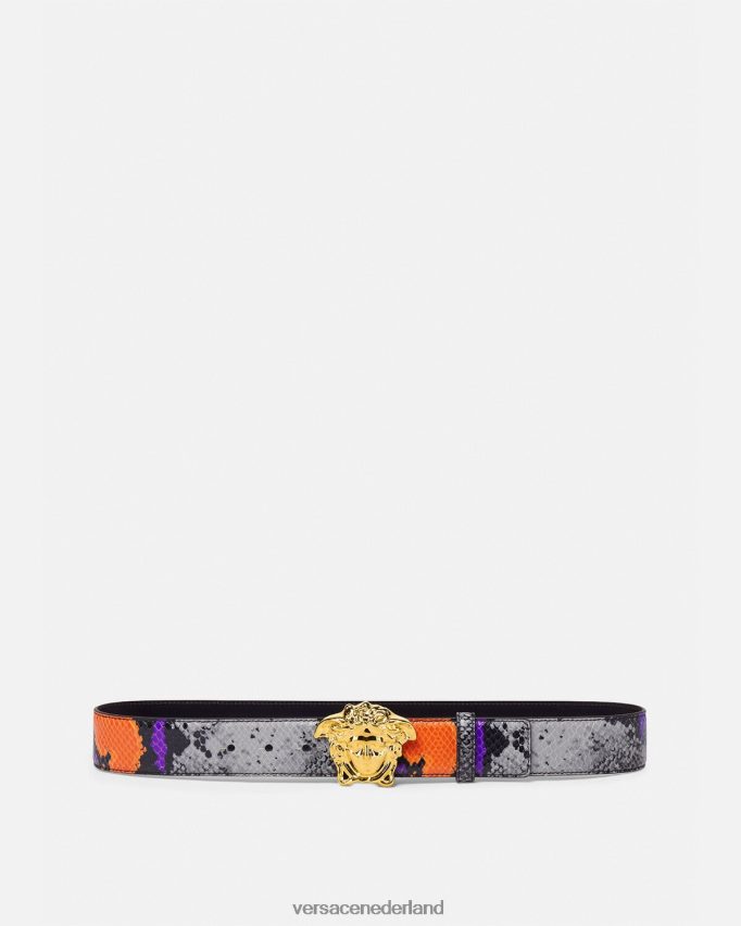 Versace Leren riem met medusa-pythonprint Heren veelkleurig accessoires J2T4F41631