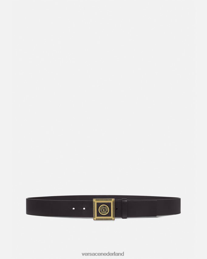 Versace V-embleem riem Heren zwart goud accessoires J2T4F42504