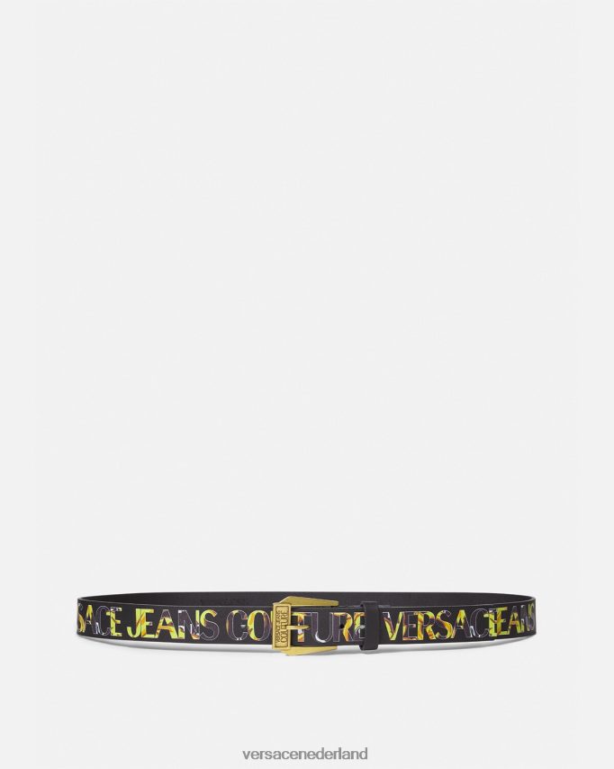 Versace coutureriem met logo Heren zwart goud accessoires J2T4F42498