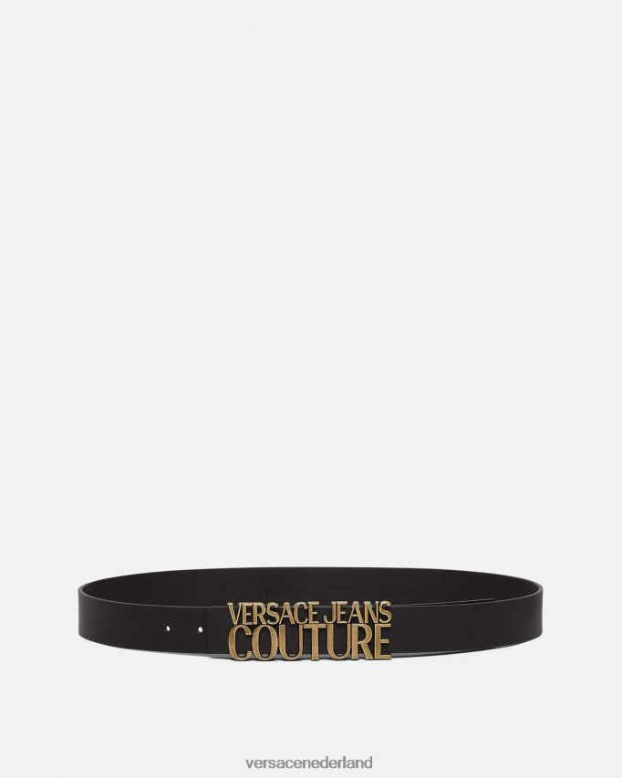 Versace riem met logo-opschrift Heren zwart goud accessoires J2T4F42478