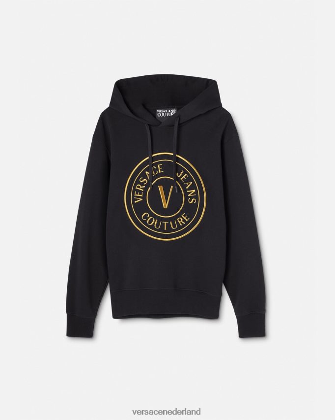 Versace V-embleem hoodie Heren zwart goud kleding J2T4F42364