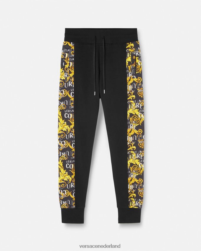 Versace couture joggingbroek met logo Heren zwart goud kleding J2T4F42427