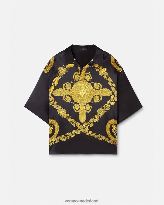 Versace Maschera barok satijnen poloshirt Heren afdrukken kleding J2T4F41313