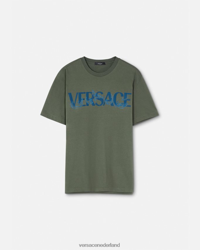 Versace Barocco silhouet logo t-shirt Heren groente kleding J2T4F41368