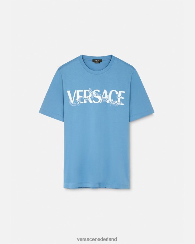 Versace Barocco silhouet logo t-shirt Heren lichtblauw kleding J2T4F41367