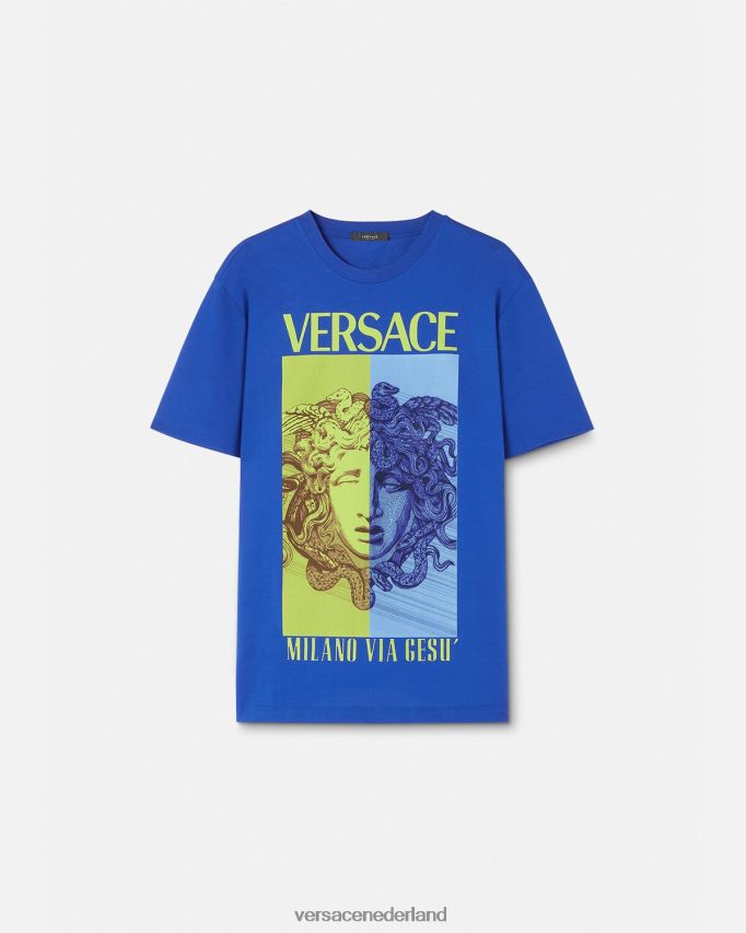 Versace Medusa grafisch t-shirt Heren blauw kleding J2T4F41411