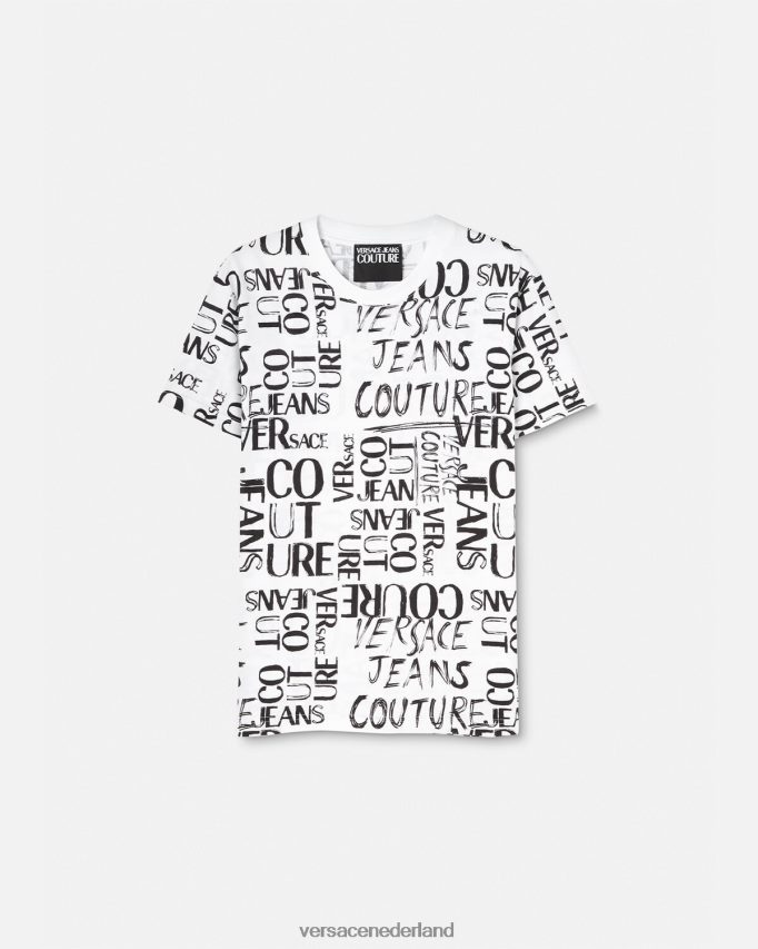 Versace T-shirt met doodle-logo Heren wit kleding J2T4F42369