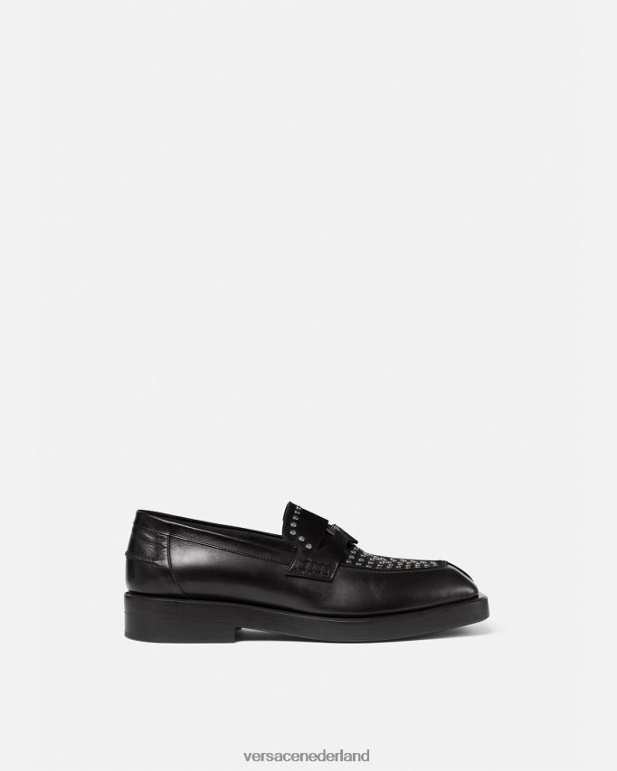 Versace vierkante loafers met studs Heren zwart schoen J2T4F41578