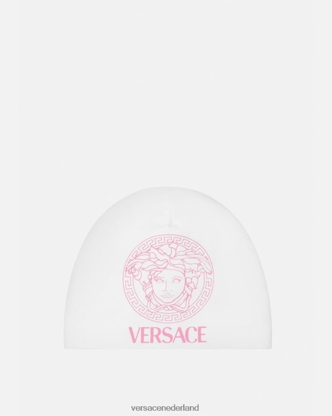 Versace Medusa babymutsje kinderen wit en roze accessoires J2T4F41817