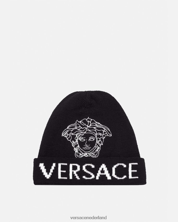 Versace Muts met Medusa-logo kinderen zwart accessoires J2T4F42078