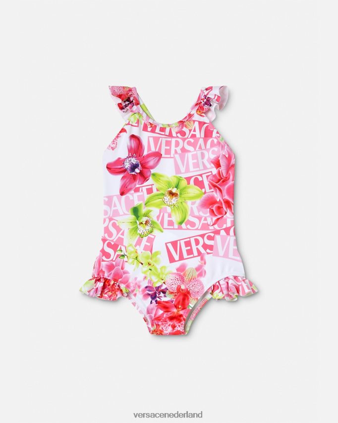 Versace Logo orchidee babyzwempak kinderen wit & bedrukt kleding J2T4F41865