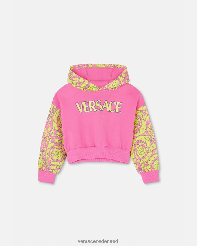 Versace Barocco silhouet hoodie kinderen roze kleding J2T4F41930