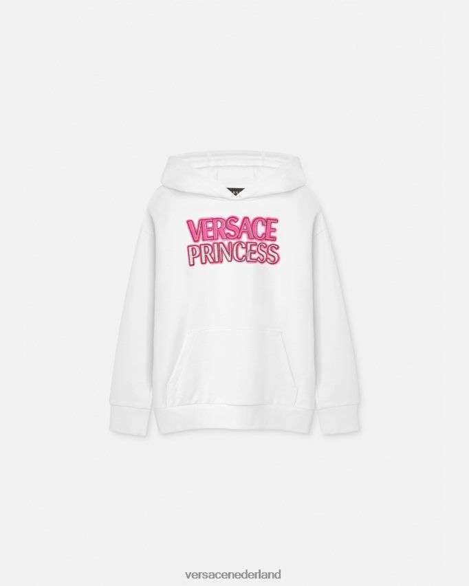 Versace Hoodie met prinsessenlogo kinderen wit kleding J2T4F41973