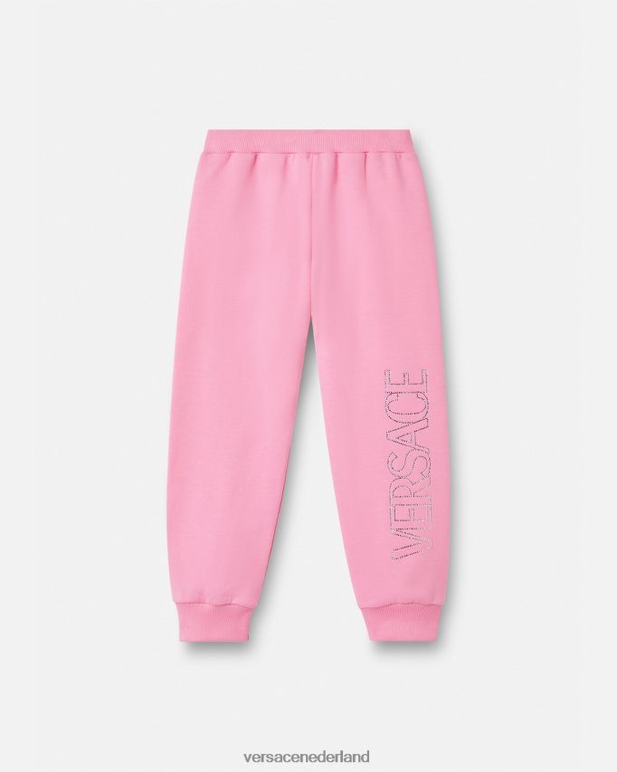 Versace joggingbroek met kristallen logo kinderen roze kleding J2T4F42023