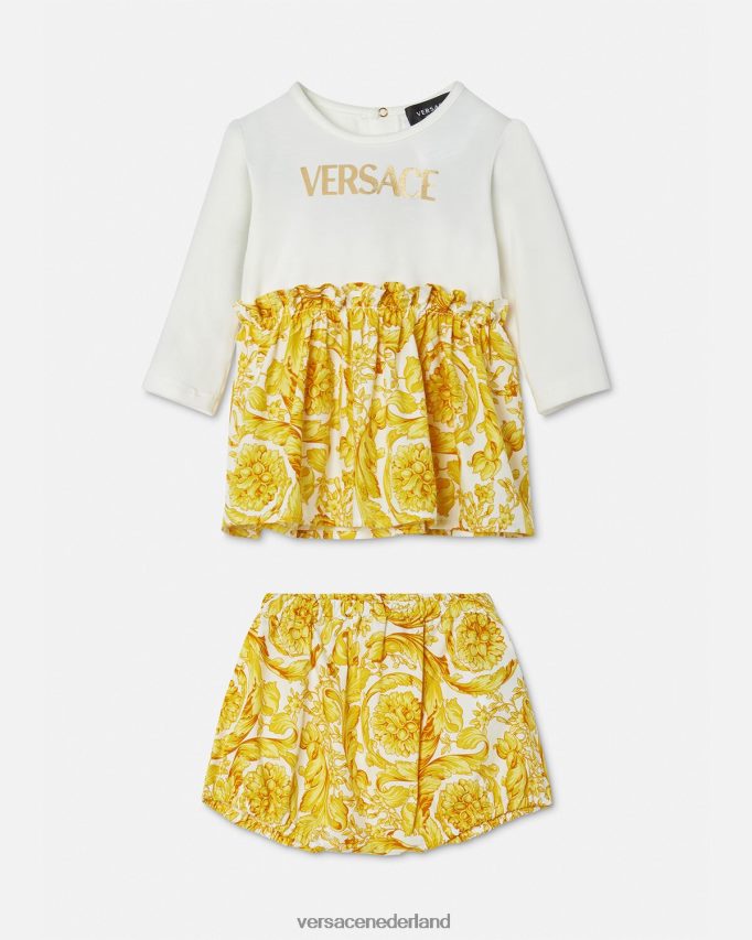 Versace Barocco babyjurkje kinderen wit goud kleding J2T4F41822