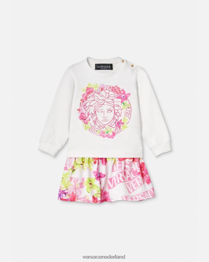 Versace Orchidee babyjurkje met logo kinderen roze & print kleding J2T4F41870