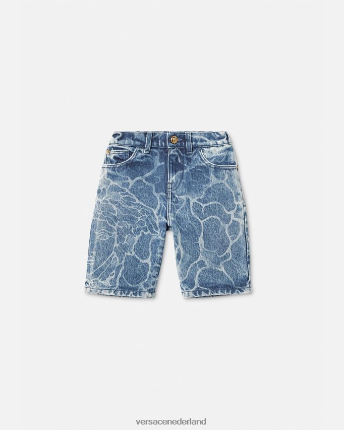 Versace Medusa-denimshort kinderen blauw kleding J2T4F42128