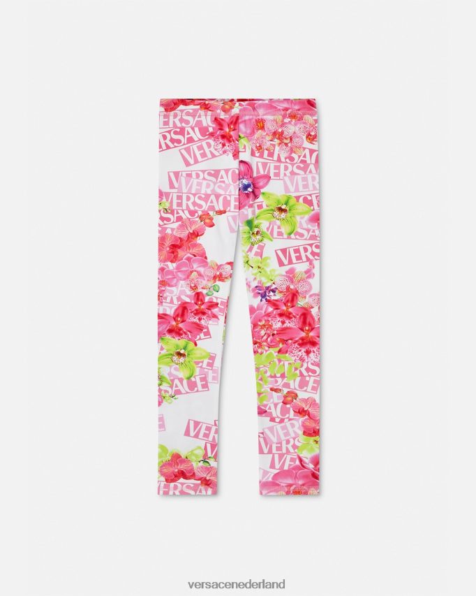 Versace Orchidee-legging met logo kinderen wit & bedrukt kleding J2T4F41974