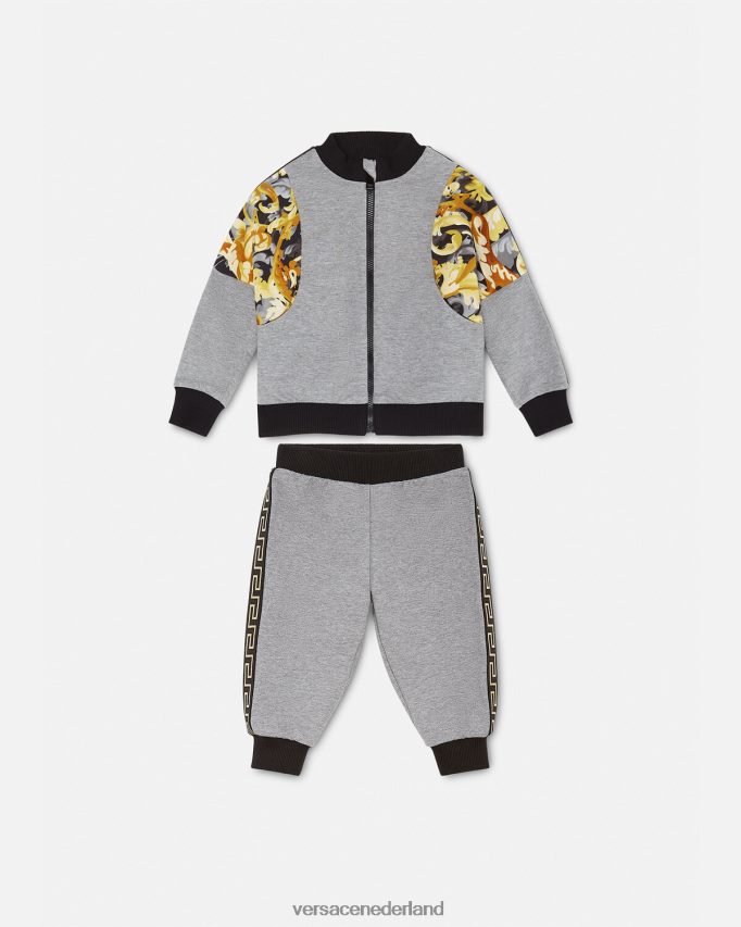 Versace Barocco babysweatset kinderen grijs en afdrukken kleding J2T4F41884