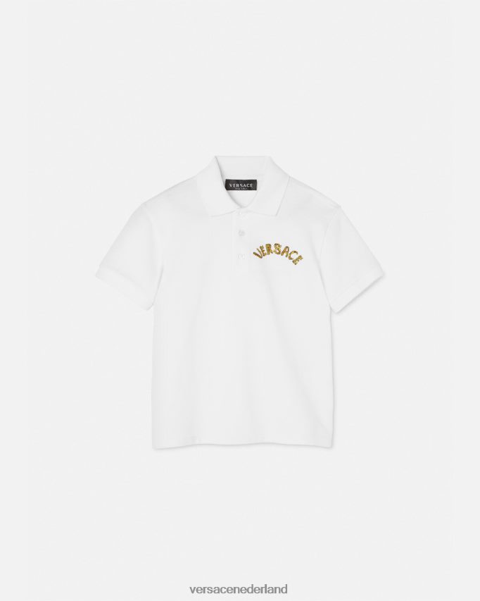 Versace poloshirt met logo kinderen wit goud kleding J2T4F42082