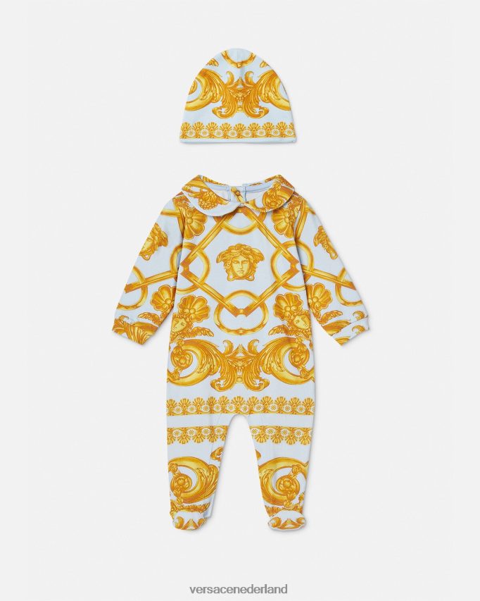 Versace Barocco 660 babyslaappakje kinderen lichtblauw en goud kleding J2T4F41827