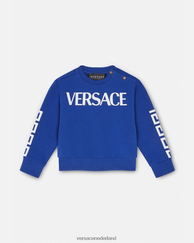 Versace Babysweater met logo kinderen blauw kleding J2T4F41888