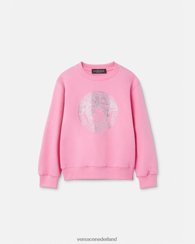 Versace Kristallen Medusa sweatshirt kinderen roze kleding J2T4F42001