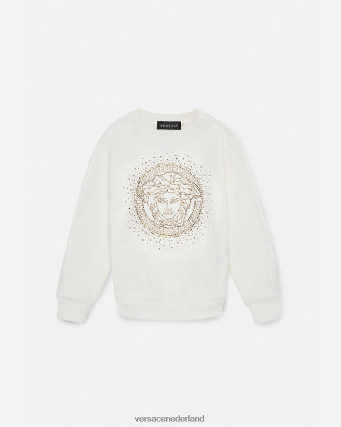 Versace Kristallen Medusa sweatshirt kinderen wit kleding J2T4F41963