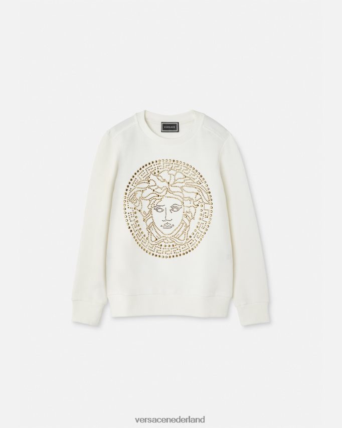 Versace Medusa-sweatshirt met studs kinderen wit kleding J2T4F41962