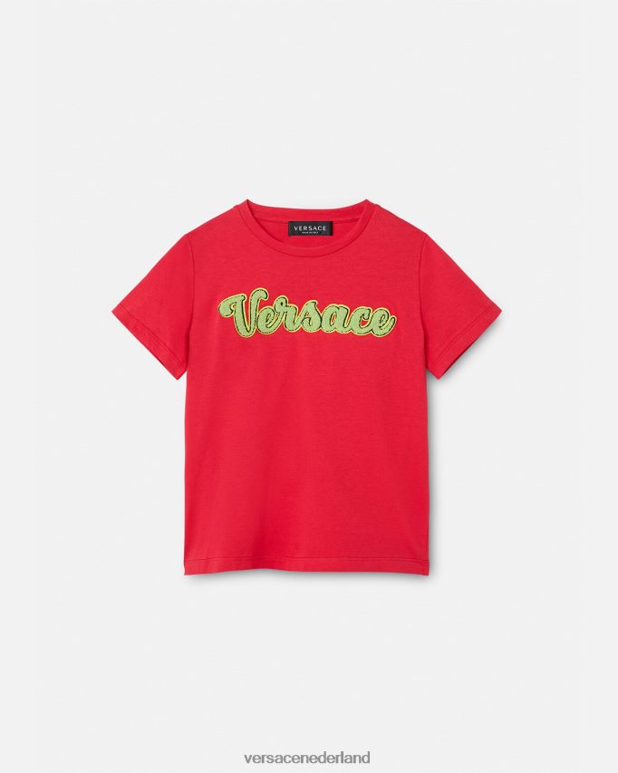 Versace T-shirt met Varsity-logo kinderen rood kleding J2T4F42133