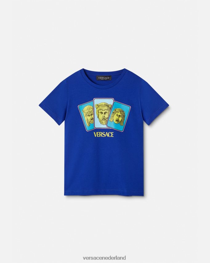 Versace le maschere t-shirt kinderen blauw kleding J2T4F42121