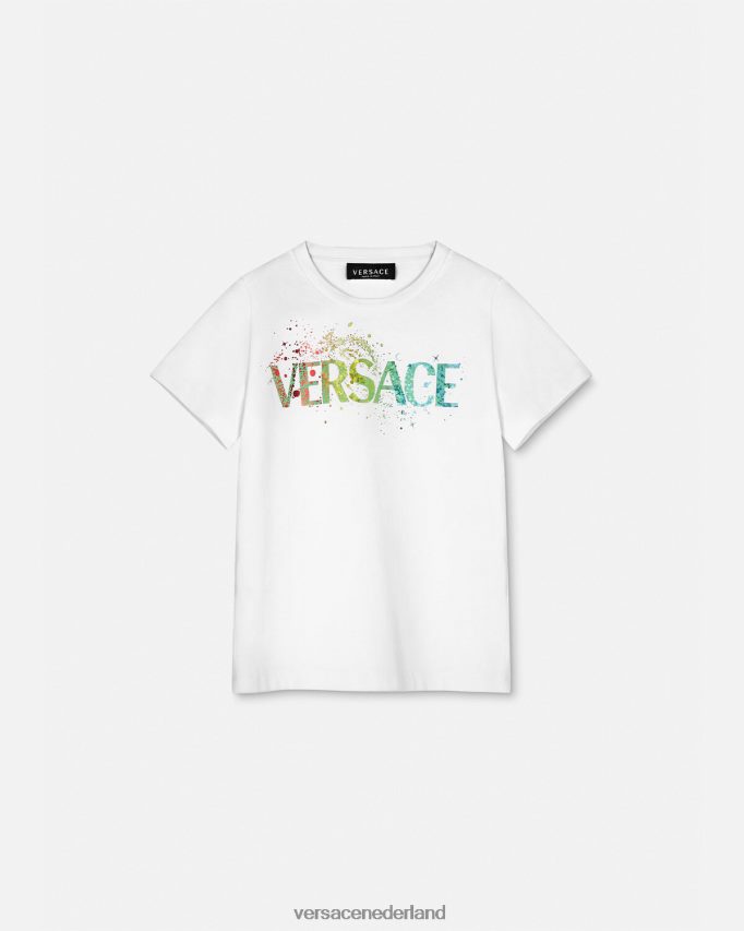 Versace logo-T-shirt kinderen blauw kleding J2T4F42094