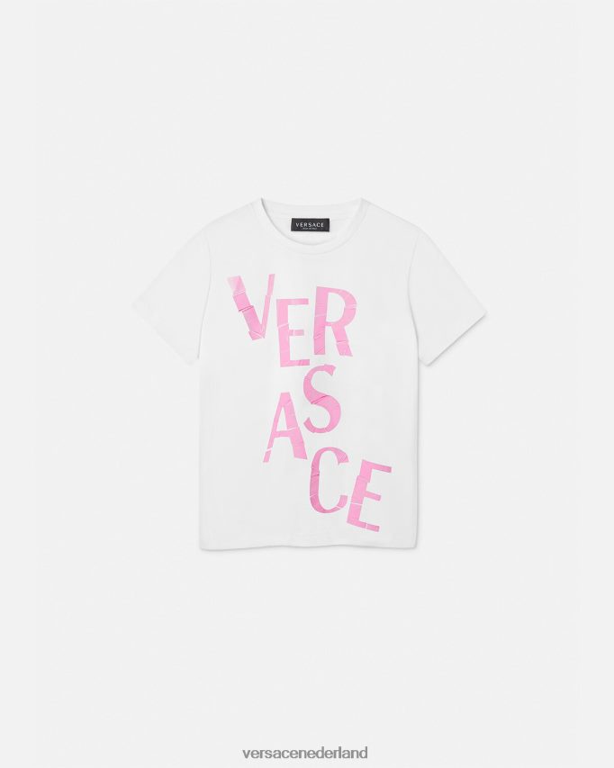 Versace logo-T-shirt kinderen lichtroze kleding J2T4F42012