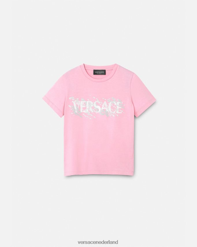 Versace logo-T-shirt kinderen roze kleding J2T4F42011