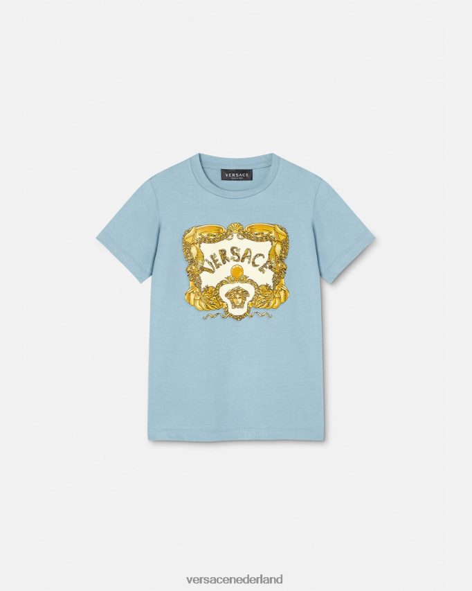 Versace zeeschelp barok t-shirt kinderen lichtblauw kleding J2T4F42084