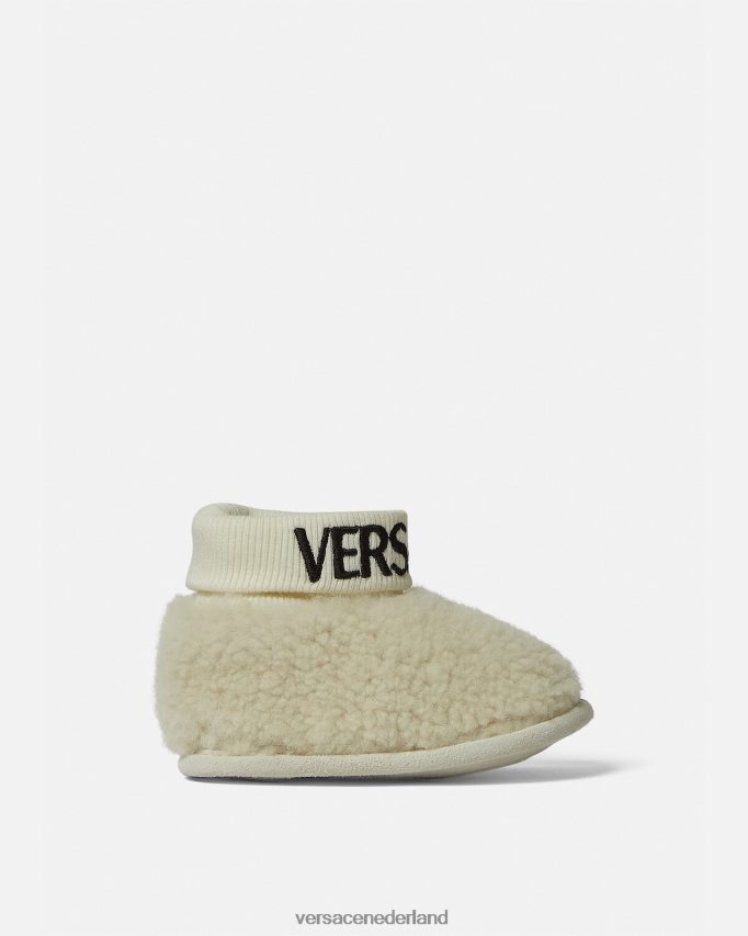 Versace Babylaarzen met teddylogo kinderen beige schoen J2T4F41849