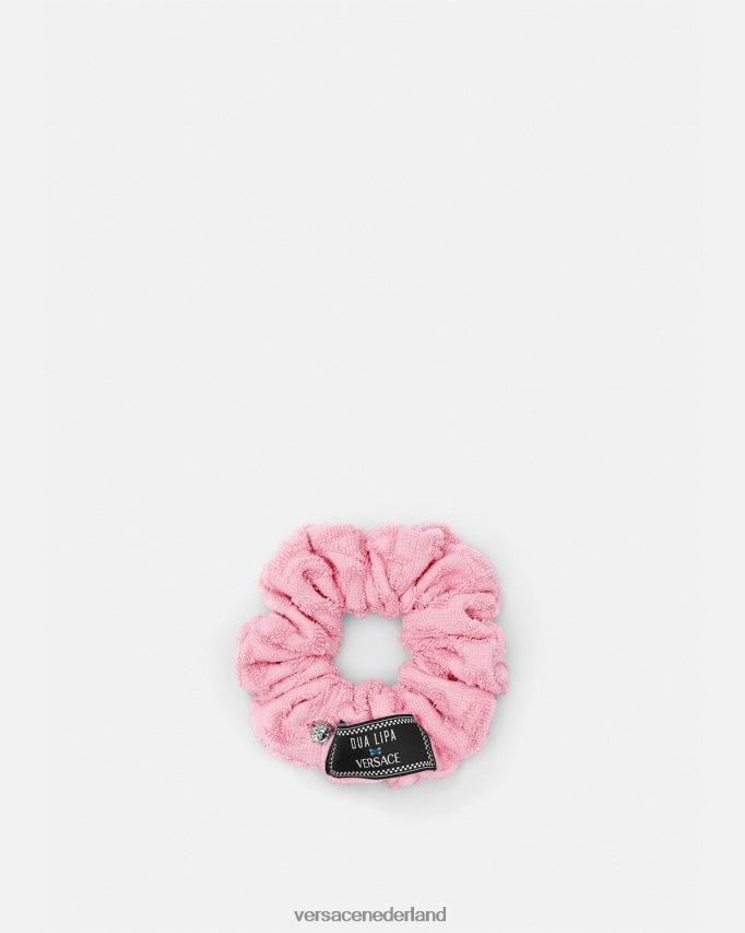 Versace allover handdoek scrunchie vrouwen roze accessoires J2T4F4866