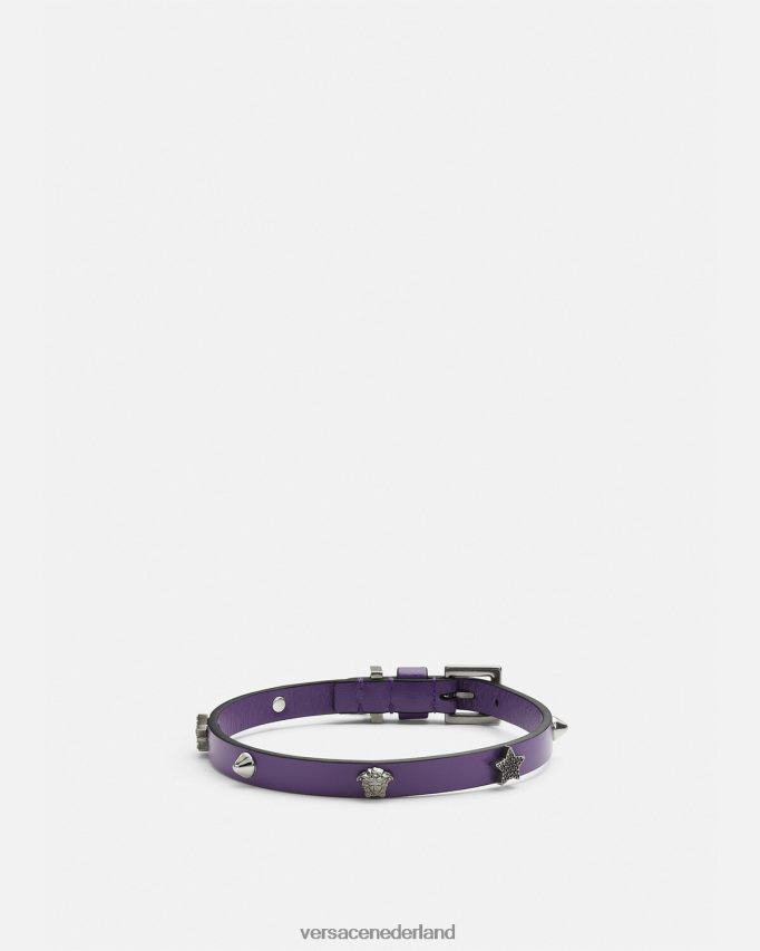 Versace leren choker met studs vrouwen lila accessoires J2T4F4841