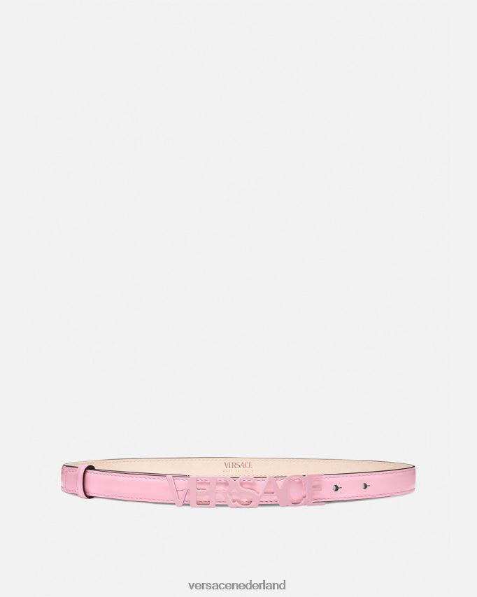 Versace dunne leren riem met logo vrouwen roze accessoires J2T4F4550