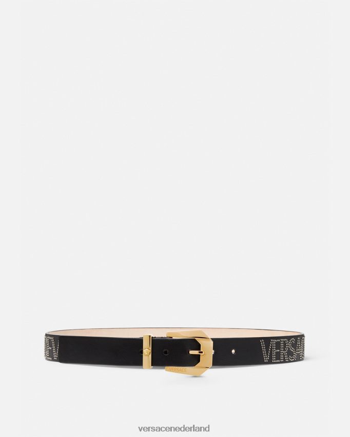 Versace volledig leren riem met studs vrouwen zwart accessoires J2T4F4549