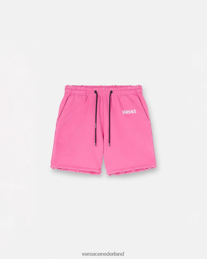 Versace versleten logo-sweatshort vrouwen fuchsia kleding J2T4F4219