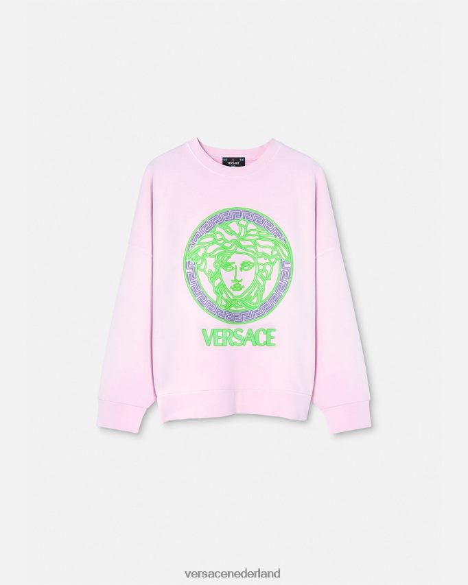 Versace Verontrust sweatshirt met Medusa-logo vrouwen roze kleding J2T4F4132