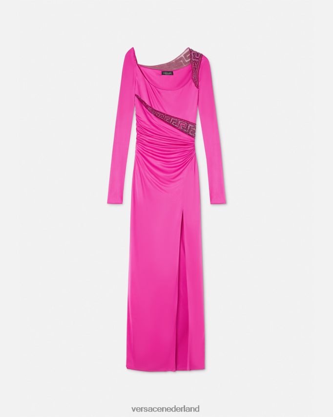 Versace Greca kristal versierde jurk vrouwen fuchsia kleding J2T4F464