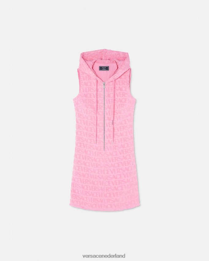 Versace allover handdoek mini-jurk vrouwen roze kleding J2T4F49