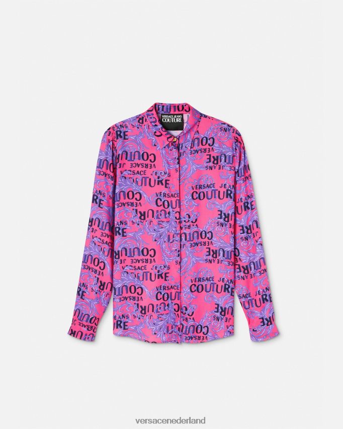 Versace couture-shirt met logo vrouwen fuchsia kleding J2T4F42203