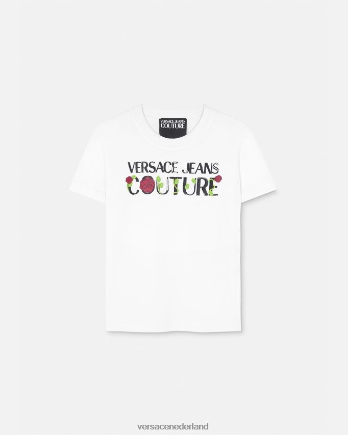 Versace T-shirt met rozenlogo vrouwen wit kleding J2T4F42169