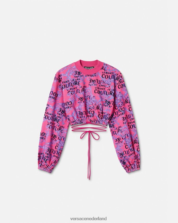 Versace Couture cropped sweatshirt met logo vrouwen fuchsia kleding J2T4F42226